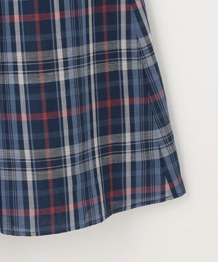 J.PRESS LADIES S コットンリネン Light マドラスチェック フレア スカート ネイビー系