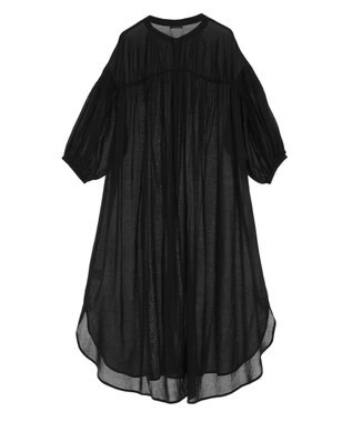 CRAFT STANDARD BOUTIQUE ヴィンテージボイル袖シャーリングワンピース Black