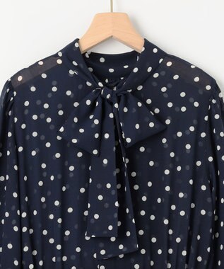 組曲 【前後着用可】シフォンオーガンプリント ボウタイワンピース ネイビーベース系5