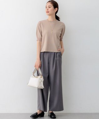 組曲 【先行予約】シアー ニット５分袖 プルオーバー ベージュ系