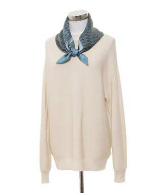 MOONBAT FURLA モノグラム柄シルク100%スカーフ 65×65cm サックスブルー