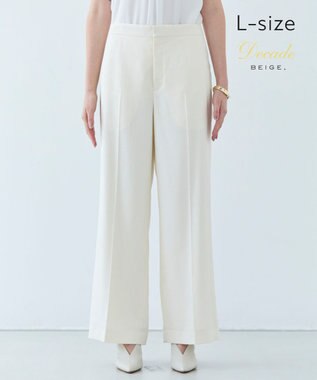 BEIGE， 【洗える・L-size】CAROLE / リネンライクフルレングスワイドパンツ