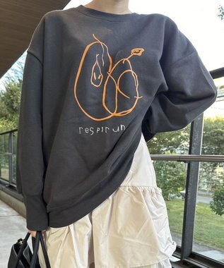 Green Parks 手書きプリントスウェット Charcoal Gray