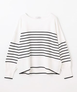 ANY バスクボーダーニットプルオーバー エクリュ×ブラックボーダー