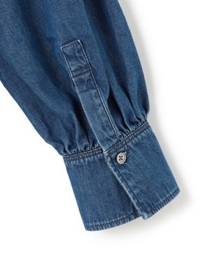 23区 【Oggi3月号掲載/洗える】ライトダンガリー クロップド ボリュームスリーブ シャツ インディゴ