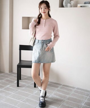 WEGO 【WEB限定/25年秋冬新作】別注USPOLOヘンリーネックニットPO ライトピンク