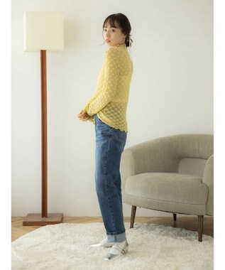 earth music&ecology ハイネックシアーフラワーインナー Yellow