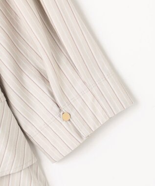 J.PRESS LADIES ストライプジャージー バックペプラム カットソー グレージュストライプ系