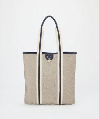 TOPKAPI 【TREASURE TOPKAPI】レザーコンビ ストライプハンドル スリム トートバッグ　A4 / 軽量 ネイビー