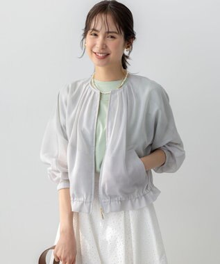 組曲 L カラーボイルノーカラー ブルゾン ライトグレー系