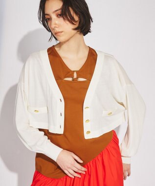 GRACE CONTINENTAL ショートルーズニットカーディガン ホワイト