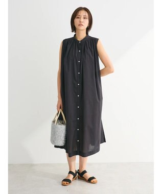 Green Parks インド綿 ノースリーブワンピース Black