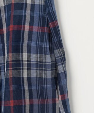 J.PRESS LADIES S コットンリネン Light マドラスチェック フレア スカート ネイビー系