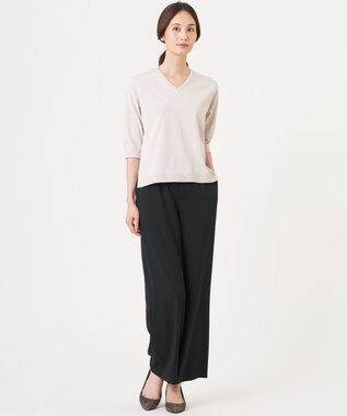 J.PRESS LADIES L 【2WAY・シーンレスに活躍】SCARF KNIT Vネック ニット グレージュ×ブラウンスカーフ系