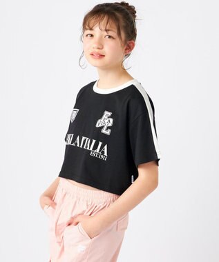 OP／FILA 【FILA】ショート丈半袖Tシャツ ブラック