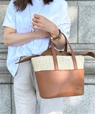 LA BAGAGERIE 【インスタグラマー chiyoさん×LA BAGAGERIE】コンビネーションかごバッグ チョコ