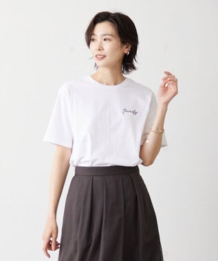 J.PRESS LADIES エンブロイダリー ロゴ Tシャツ ホワイト系