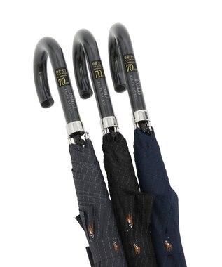 MOONBAT 【大きめ】POLO RALPH LAUREN 長傘 メンズ ストライプ ワンポイント刺繍 70cm ブラック