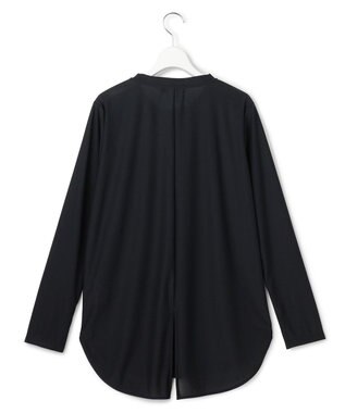 ICB L 【マシンウォッシャブル可】ライトトリコット バックスリット入り長袖プルオーバー ブラック系