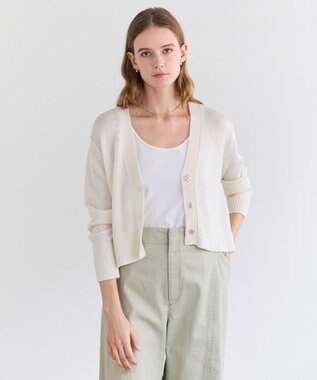 BEIGE， SPESSARTINE / Vネッククロップドカーディガン