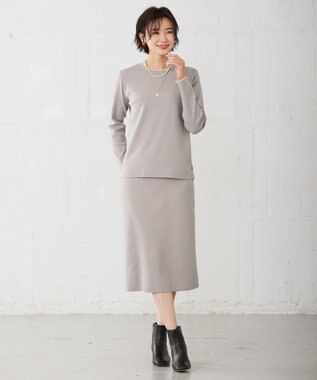 J.PRESS LADIES 【洗える】 レーヨンストレッチフルニードル ニット タイト スカート ベージュ系