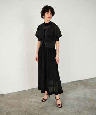 GRACE CONTINENTAL ラメシアードルマンニットカーディガン ブラック