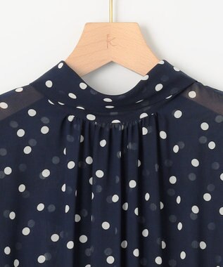 組曲 L 【前後着用可】シフォンオーガンプリント ボウタイワンピース ネイビーベース系5