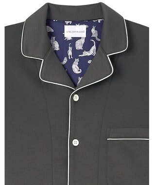 une nana cool 【綿混】ハイゲージダブルエアー メンズ長袖開襟 MADE WITH LIBERTY FABRIC ダークグレー