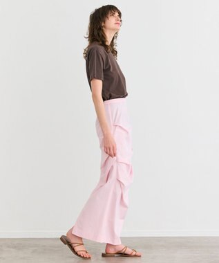 BEIGE， 【接触冷感/UVカット/洗える】YANN / サイドタックIラインロングスカート Pink