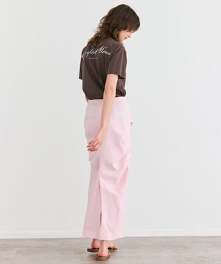 BEIGE， 【接触冷感/UVカット/洗える】YANN / サイドタックIラインロングスカート Pink