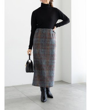 Te chichi シャギーチェックスカート グレー