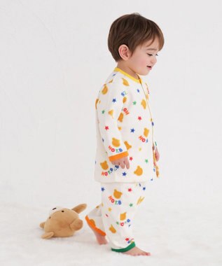 MIKI HOUSE HOT BISCUITS 【80-120cm】 カラフルパイピング フリース ルームウェア アイボリー