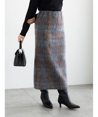 Te chichi シャギーチェックスカート グレー