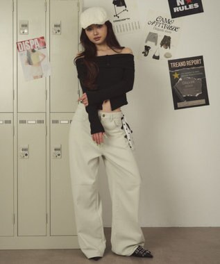WEGO ウォッシュドワイドパンツ ホワイトアイボリー