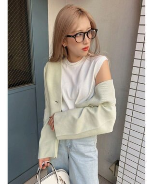 Green Parks ショート丈ミラノリブカーディガン Mint