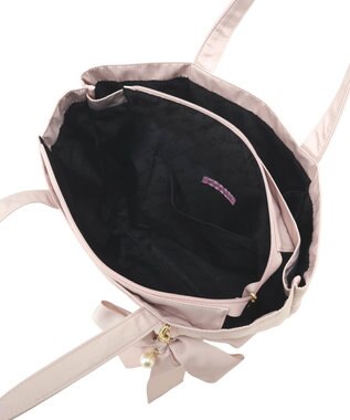 Maison de FLEUR リボンチャーム付きマルチポケットトートバッグ Grayish Pink