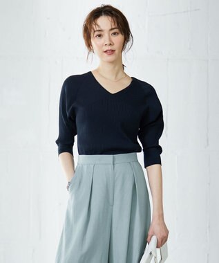 ICB 【洗える】コットンポリエステルリブ プルオーバー ネイビー系