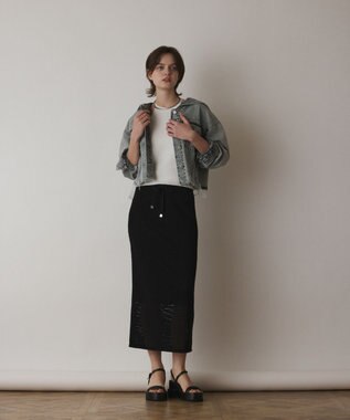 GRACE CONTINENTAL メッシュタイトニットスカート ブラック