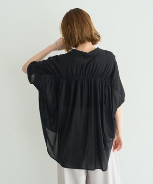 YECCA VECCA 【ドライタッチ】シアーバックギャザーシャツ Black
