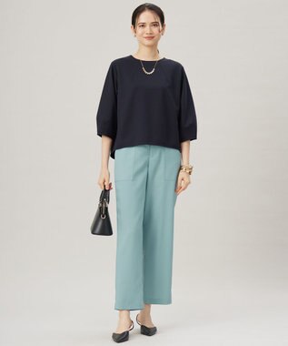 自由区 L 【洗える】ストレッチライトツイルベイカー パンツ ライトブルー