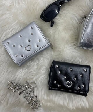 WEGO メタルハートスタッズウォレット ブラック