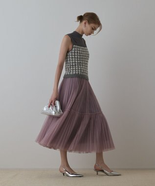 GRACE CONTINENTAL ツイードベアニットトップ グレー