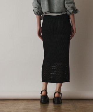 GRACE CONTINENTAL メッシュタイトニットスカート ブラック
