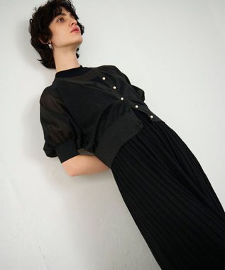 GRACE CONTINENTAL ラメシアードルマンニットカーディガン ブラック