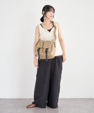 Green Parks 刺繍レースワイドパンツ Black