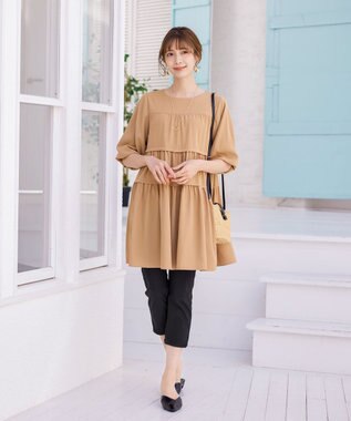 Tiaclasse 【日本製】キラキラ輝く石付きの大人カジュアルなフープ＆バーネックレス ゴールド