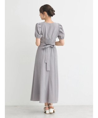 earth music&ecology ＳＥＴ２点バックリボンブラウス＋フレアスカート Gray