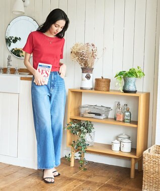 WEGO 【洗える/SML】コンパクトリブT レッド