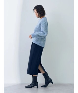 YECCA VECCA レースアップリボンヤーンニット Blue