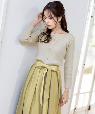 Tiaclasse 【日本製】キラキラ輝く石付きの大人カジュアルなフープ＆バーネックレス ゴールド